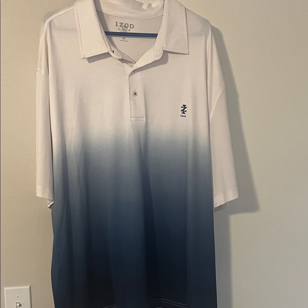 IZOD Men's White and Blue Ombre Polo Shirt